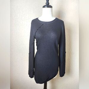 Marc By Marc Jacobs Wool Asymmetric Hem Round Neck Sweater Black Size M